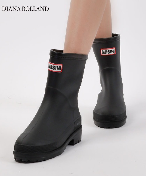 [다이에나롤랑] 여성 미들 레인부츠 통굽 키높이 장화_블랙 230